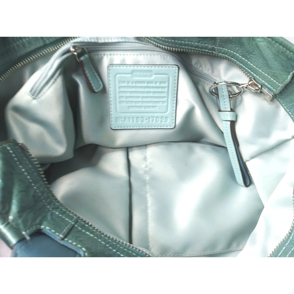 Coach Audrey Patent Leather Slim Tote Bag #17029 Green Large Retail $359 - Picture 8 of 11